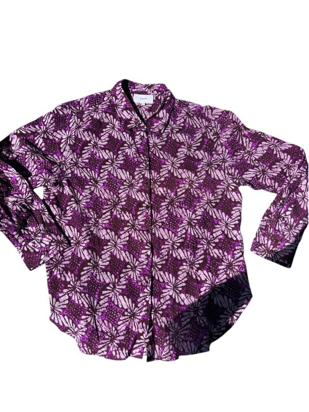 xirena purple pink hand dyed indonesian batik button down shirt L